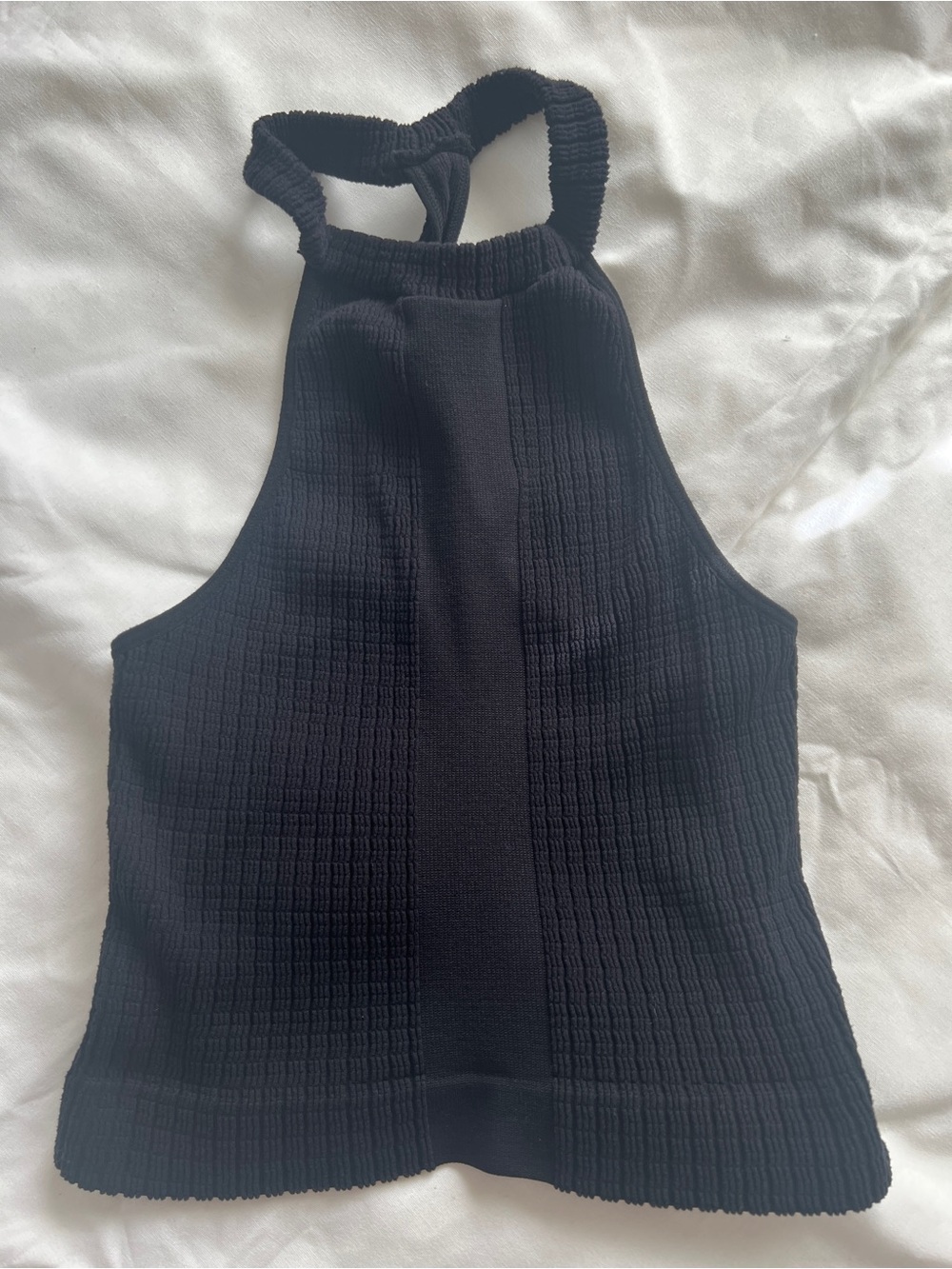 Free People Black Ribbed Halter Tank